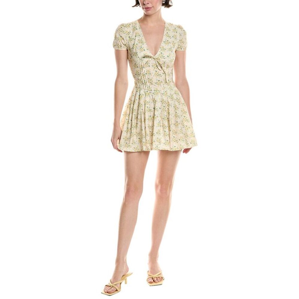 Abbey Womens  Pleated Mini Dress, Yellow